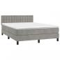 Preview: Boxspringbett mit Matratze Hellgrau 140x200 cm Samt