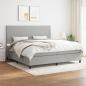 Preview: ARDEBO.de - Boxspringbett mit Matratze Hellgrau 200x200 cm Stoff