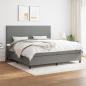 Preview: ARDEBO.de - Boxspringbett mit Matratze Dunkelgrau 200x200 cm Stoff