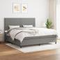 Preview: ARDEBO.de - Boxspringbett mit Matratze Dunkelgrau 200x200 cm Stoff