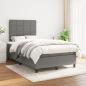 Preview: ARDEBO.de - Boxspringbett mit Matratze Dunkelgrau 120x200 cm Stoff