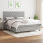 Preview: ARDEBO.de - Boxspringbett mit Matratze Hellgrau 160x200 cm Stoff