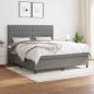 Preview: ARDEBO.de - Boxspringbett mit Matratze Dunkelgrau 180x200 cm Stoff