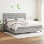 Preview: ARDEBO.de - Boxspringbett mit Matratze Hellgrau 200x200 cm Stoff