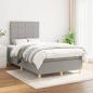 Preview: ARDEBO.de - Boxspringbett mit Matratze Hellgrau 120x200 cm Stoff