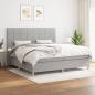 Preview: ARDEBO.de - Boxspringbett mit Matratze Hellgrau 200x200 cm Stoff