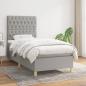 Preview: ARDEBO.de - Boxspringbett mit Matratze Hellgrau 90x190 cm Stoff