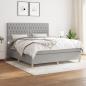 Preview: ARDEBO.de - Boxspringbett mit Matratze Hellgrau 180x200 cm Stoff