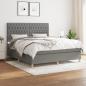 Preview: ARDEBO.de - Boxspringbett mit Matratze Dunkelgrau 180x200 cm Stoff