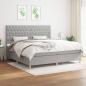 Preview: ARDEBO.de - Boxspringbett mit Matratze Hellgrau 200x200 cm Stoff