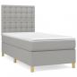 Preview: Boxspringbett mit Matratze Hellgrau 90x200 cm Stoff