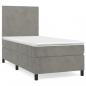 Preview: Boxspringbett mit Matratze Hellgrau 100x200 cm Samt