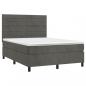 Preview: Boxspringbett mit Matratze Dunkelgrau 140x190 cm Samt