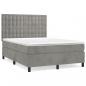 Preview: Boxspringbett mit Matratze Hellgrau 140x190 cm Samt