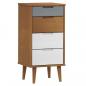 Preview: Schubladenschrank MOLDE Braun 40x35x82 cm Massivholz Kiefer