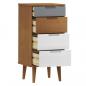 Preview: Schubladenschrank MOLDE Braun 40x35x82 cm Massivholz Kiefer