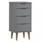 Preview: Schubladenschrank MOLDE Grau 40x35x82 cm Massivholz Kiefer