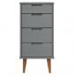 Preview: Schubladenschrank MOLDE Grau 40x35x82 cm Massivholz Kiefer