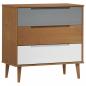 Preview: Schubladenschrank MOLDE Braun 80x40x80 cm Massivholz Kiefer