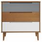 Preview: Schubladenschrank MOLDE Braun 80x40x80 cm Massivholz Kiefer