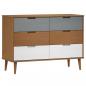 Preview: Schubladenschrank MOLDE Braun 113x40x80 cm Massivholz Kiefer