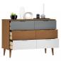 Preview: Schubladenschrank MOLDE Braun 113x40x80 cm Massivholz Kiefer