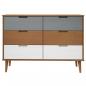 Preview: Schubladenschrank MOLDE Braun 113x40x80 cm Massivholz Kiefer