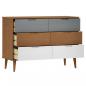 Preview: Schubladenschrank MOLDE Braun 113x40x80 cm Massivholz Kiefer