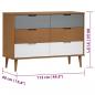 Preview: Schubladenschrank MOLDE Braun 113x40x80 cm Massivholz Kiefer