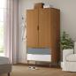 Preview: ARDEBO.de - Kleiderschrank MOLDE Braun 90x55x175 cm Massivholz Kiefer