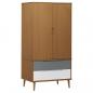 Preview: Kleiderschrank MOLDE Braun 90x55x175 cm Massivholz Kiefer