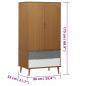 Preview: Kleiderschrank MOLDE Braun 90x55x175 cm Massivholz Kiefer