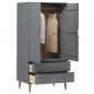 Preview: Kleiderschrank MOLDE Grau 90x55x175 cm Massivholz Kiefer