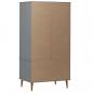 Preview: Kleiderschrank MOLDE Grau 90x55x175 cm Massivholz Kiefer