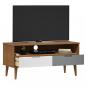 Preview: TV-Schrank MOLDE Braun 106x40x49 cm Massivholz Kiefer