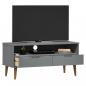 Preview: TV-Schrank MOLDE Grau 106x40x49 cm Massivholz Kiefer