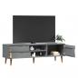 Preview: TV-Schrank MOLDE Grau 158x40x49 cm Massivholz Kiefer