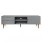 Preview: TV-Schrank MOLDE Grau 158x40x49 cm Massivholz Kiefer