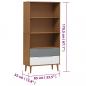 Preview: Bücherregal MOLDE Braun 85x35x170,5 cm Massivholz Kiefer