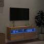 Preview: TV-Wandschrank mit LED-Leuchten Sonoma-Eiche 100x30x40 cm