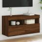 Preview: ARDEBO.de - TV-Wandschrank mit LED-Leuchten Braun Eichen-Optik 80x30x40 cm