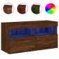 Preview: TV-Wandschrank mit LED-Leuchten Braun Eichen-Optik 80x30x40 cm