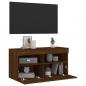 Preview: TV-Wandschrank mit LED-Leuchten Braun Eichen-Optik 80x30x40 cm