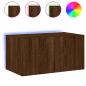 Preview: TV-Wandschrank mit LED-Leuchten Braun Eichen-Optik 60x35x31 cm