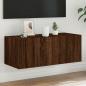 Preview: ARDEBO.de - TV-Wandschrank mit LED-Leuchten Braun Eichen-Optik 80x35x31 cm