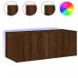 Preview: TV-Wandschrank mit LED-Leuchten Braun Eichen-Optik 80x35x31 cm