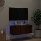 Preview: TV-Wandschrank mit LED-Leuchten Braun Eichen-Optik 80x35x31 cm