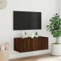 Preview: TV-Wandschrank mit LED-Leuchten Braun Eichen-Optik 80x35x31 cm