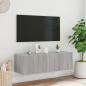 Preview: TV-Wandschrank mit LED-Leuchten Grau Sonoma 100x35x31 cm