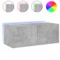 Preview: TV-Wandschrank mit LED-Leuchten Betongrau 80x35x31 cm